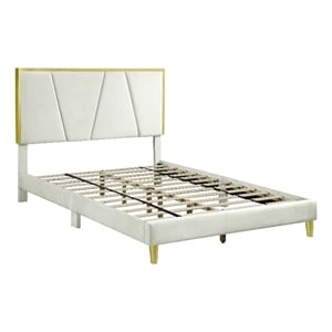 Bowery Hill Contemporary Fabric Upholstered Full Bed in Beige