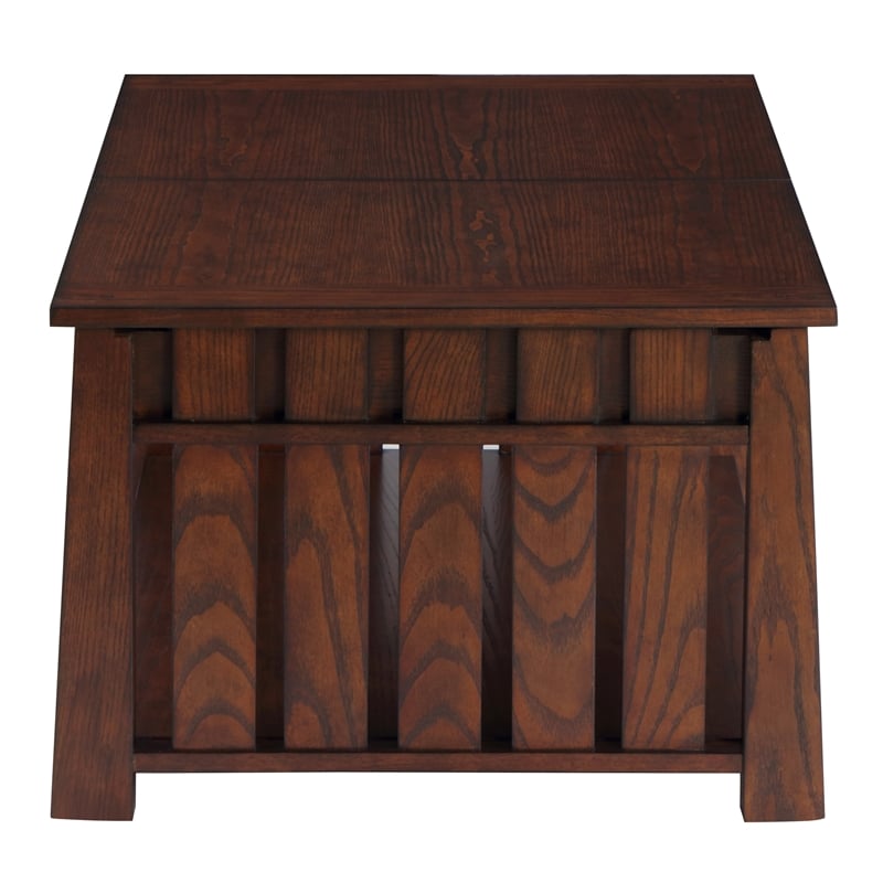 Bowery Hill Wood Coffee Table with Hidden Storage in Dark Oak
