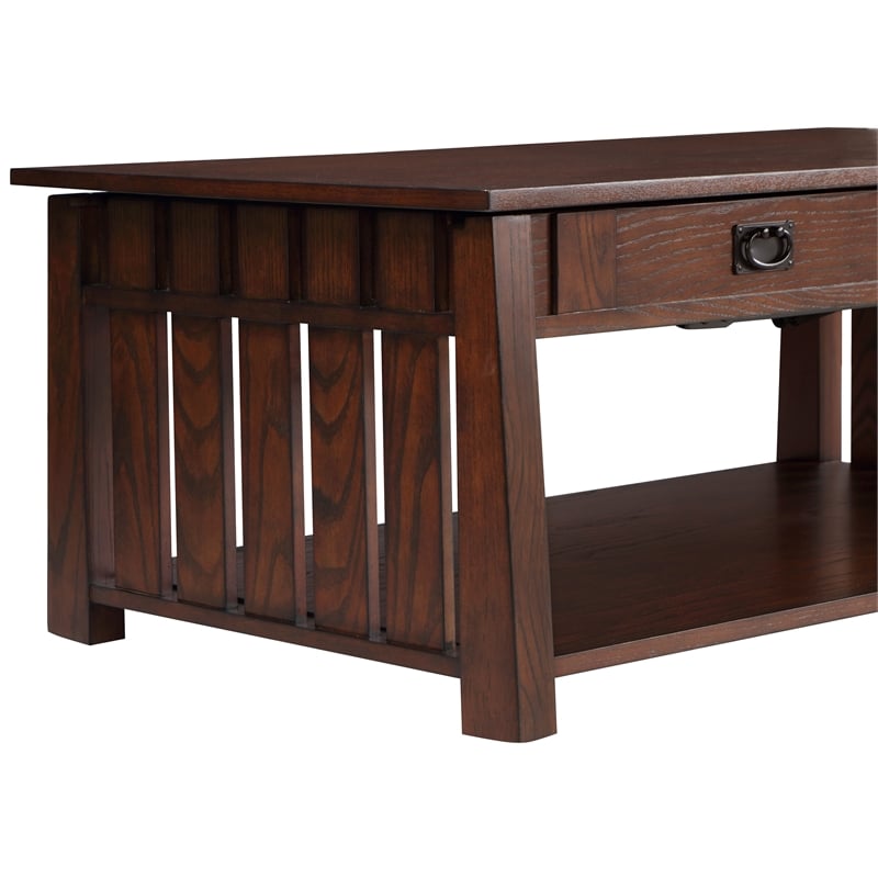 Bowery Hill Wood Coffee Table with Hidden Storage in Dark Oak