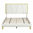Bowery Hill Beige Upholstered Eastern King Bed with Gold Frame