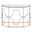 Bowery Hill Semi-Round Sofa Table with Glass Top in Chrome and Gold