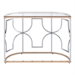 Bowery Hill Semi-Round Sofa Table with Glass Top in Chrome and Gold