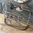 Bowery Hill Semi-Round Sofa Table with Glass Top in Chrome and Gold