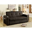 Bowery Hill Transitional Fabric Convertible Sofa with Cup Holders in Brown