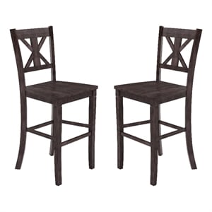Bowery Hill 29&quot Modern Farmhouse Bar Stools in Gray Wash Walnut (Set of 2)