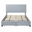 Bowery Hill Fabric Queen Bed with 2 Storage Drawers in Light Gray
