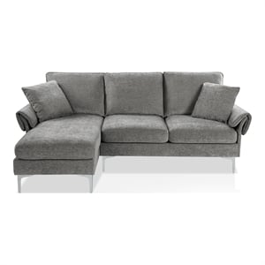Bowery Hill Contemporary Gray Chenille L-Shaped Sectional Sofa