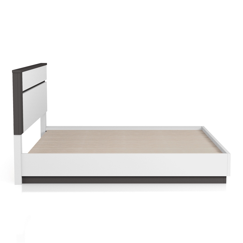 Bowery Hill Contemporary Solid Wood Queen Platform Bed in White