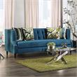 Bowery Hill Velvet-Like Transitional Tufted Sofa in Dark Teal Blue