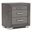 Bowery Hill Transitional Gray Wood Nightstand with USB Ports
