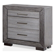 Bowery Hill Transitional Gray Wood Nightstand with USB Ports