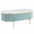 Bowery Hill Glam 3-Piece Wood Coffee Table Set in Light Teal