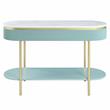 Bowery Hill Glam 3-Piece Wood Coffee Table Set in Light Teal