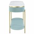 Bowery Hill Glam 3-Piece Wood Coffee Table Set in Light Teal