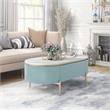 Bowery Hill Glam 3-Piece Wood Coffee Table Set in Light Teal