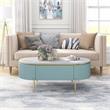 Bowery Hill Glam 3-Piece Wood Coffee Table Set in Light Teal