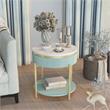 Bowery Hill Glam 3-Piece Wood Coffee Table Set in Light Teal