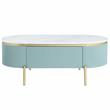 Bowery Hill Glam 3-Piece Wood Coffee Table Set in Light Teal