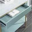 Bowery Hill Glam 3-Piece Wood Coffee Table Set in Light Teal