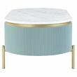 Bowery Hill Glam 3-Piece Wood Coffee Table Set in Light Teal