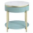 Bowery Hill Glam 3-Piece Wood Coffee Table Set in Light Teal