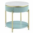 Bowery Hill Glam 3-Piece Wood Coffee Table Set in Light Teal