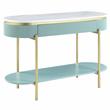 Bowery Hill Glam 3-Piece Wood Coffee Table Set in Light Teal