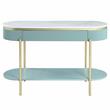 Bowery Hill Glam 3-Piece Wood Coffee Table Set in Light Teal