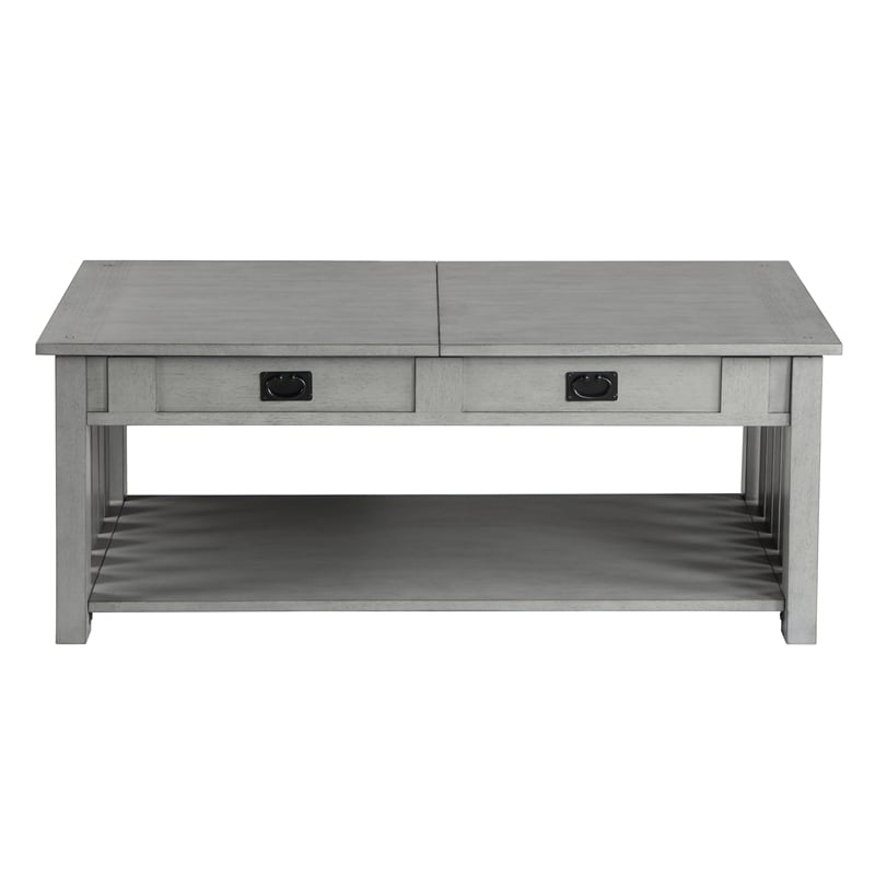 Bowery Hill Wood Coffee Table with Hidden Lift Shelf in Gray Finish