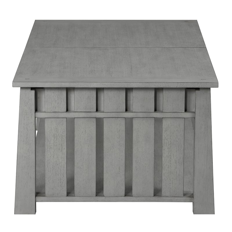 Bowery Hill Wood Coffee Table with Hidden Lift Shelf in Gray Finish