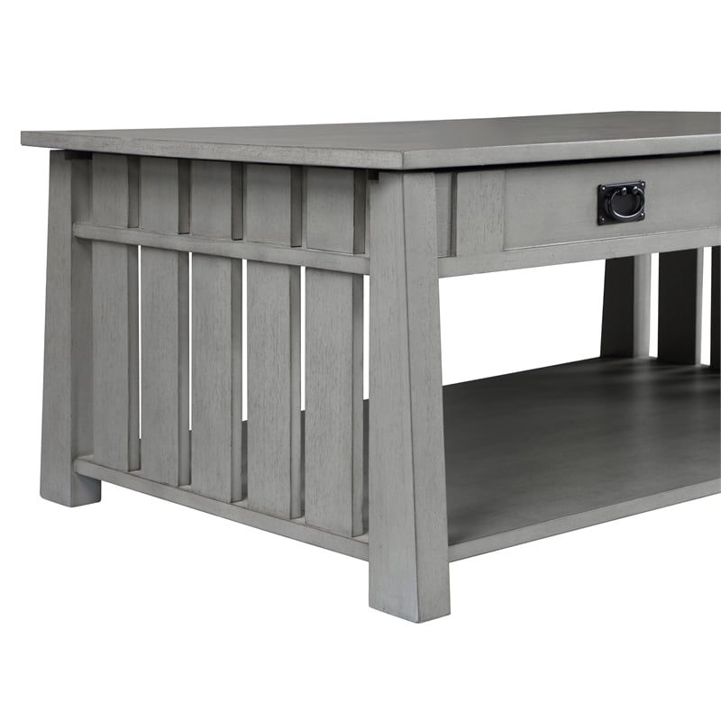 Bowery Hill Wood Coffee Table with Hidden Lift Shelf in Gray Finish