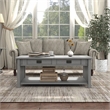 Bowery Hill Wood Coffee Table with Hidden Lift Shelf in Gray Finish