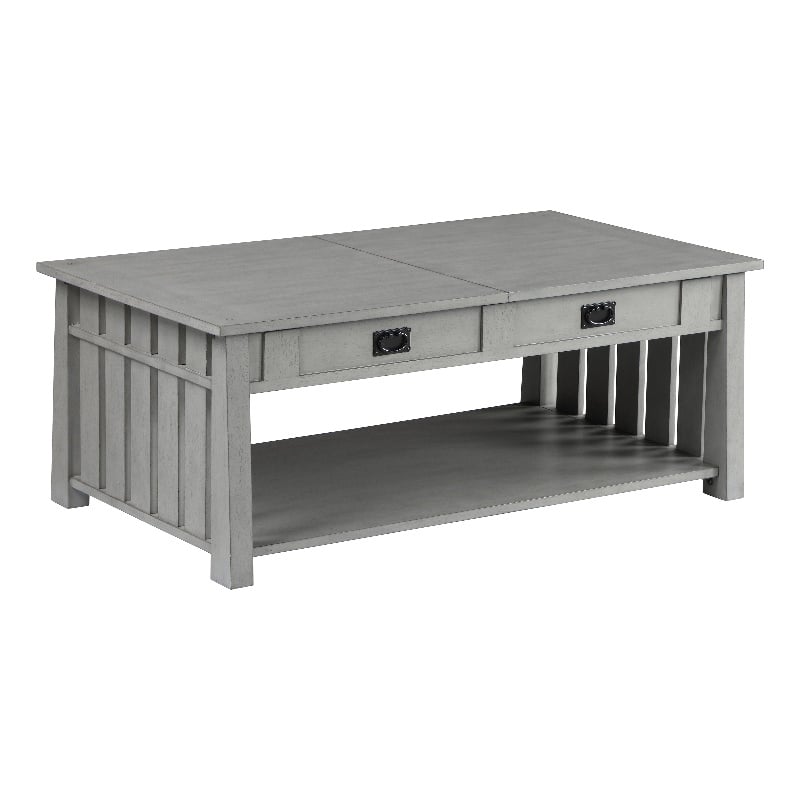 Bowery Hill Wood Coffee Table with Hidden Lift Shelf in Gray Finish
