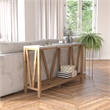Bowery Hill 2-Tier Farmhouse Console Table in Warm Oak and Concrete