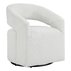 Bowery Hill Tess Fabric Armchair with Curved Armrests in White