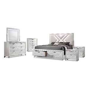 Bowery Hill 6-Piece California King Bedroom Set in White Finish