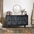 Bowery Hill Solid Wood Two-Door Buffet in Black with Art Deco Design