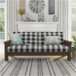 Bowery Hill Rustic Sofa in Brown Fabric and Wood Plaid Finish