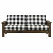Bowery Hill Rustic Sofa in Brown Fabric and Wood Plaid Finish