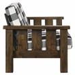 Bowery Hill Rustic Sofa in Brown Fabric and Wood Plaid Finish