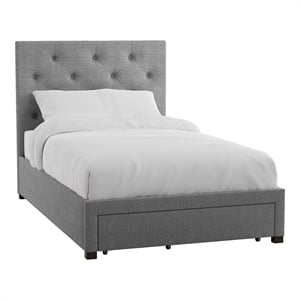 Bowery Hill Transitional Fabric Twin Platform Bed in Gray
