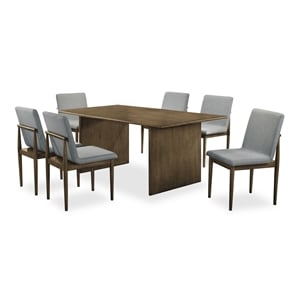 Bowery Hill Solid Wood 7-Piece Dining Set with Upholstered Chairs