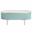 Bowery Hill Glam 2-Piece Coffee Table Set in Light Teal and Gold Finish