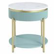 Bowery Hill Glam 2-Piece Coffee Table Set in Light Teal and Gold Finish