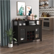 Bowery Hill Modern Buffet Table with 9-Bottle Wine Rack in Espresso Wood
