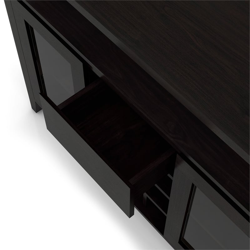 Bowery Hill Modern Buffet Table with 9-Bottle Wine Rack in Espresso Wood