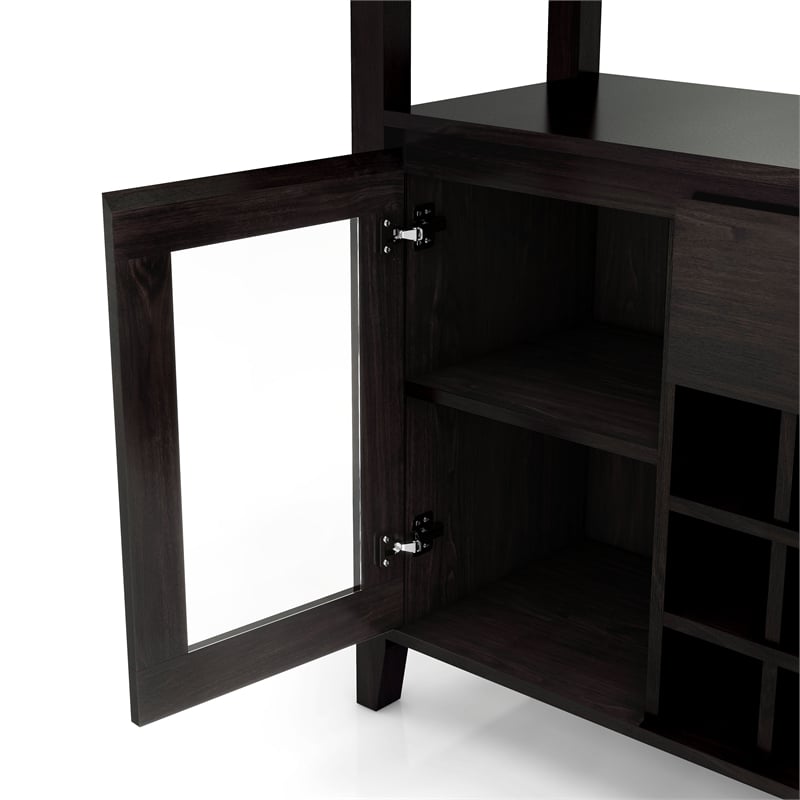Bowery Hill Modern Buffet Table with 9-Bottle Wine Rack in Espresso Wood
