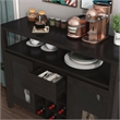 Bowery Hill Modern Buffet Table with 9-Bottle Wine Rack in Espresso Wood