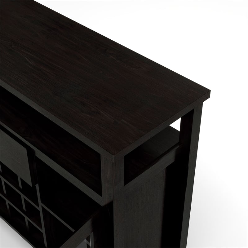 Bowery Hill Modern Buffet Table with 9-Bottle Wine Rack in Espresso Wood