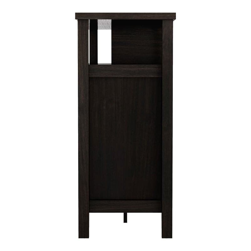 Bowery Hill Modern Buffet Table with 9-Bottle Wine Rack in Espresso Wood
